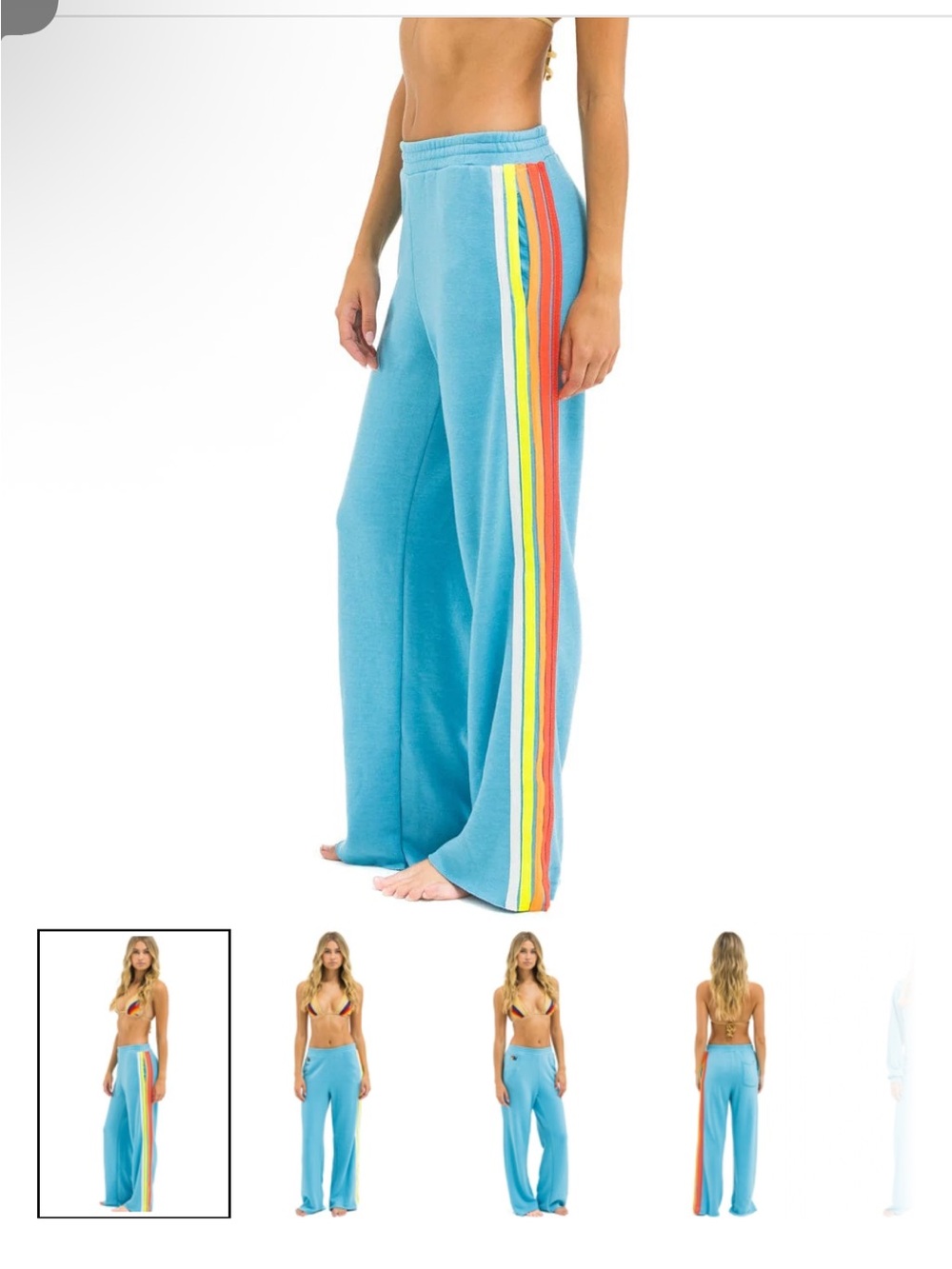 Aviator Nation Teal Sweatpants with Multicolor Side Stripes - Picture 3 of 3
